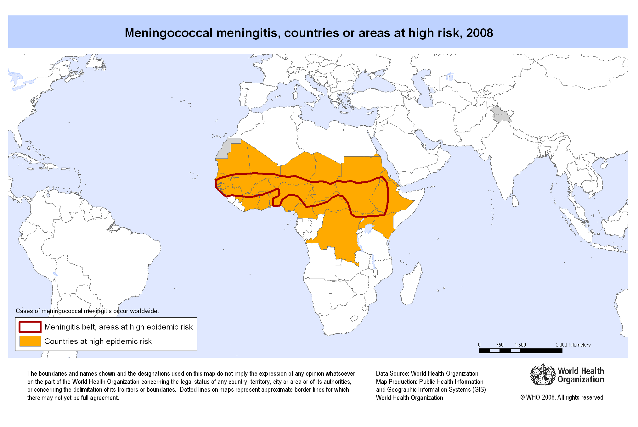 Click to enlarge Areas of risk for Meningococcal meningitis