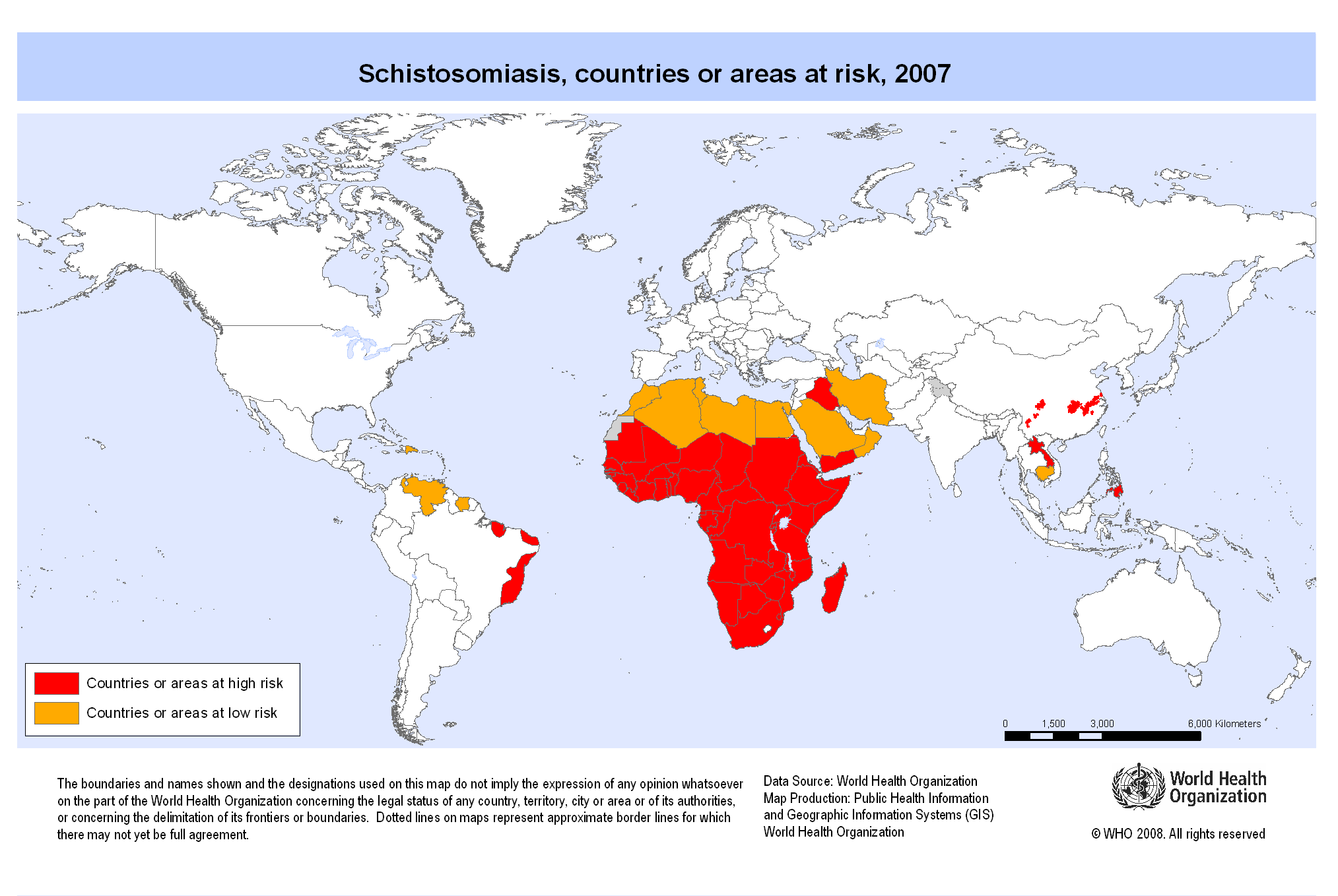 Click to enlarge Areas of risk for Schistosomiasis