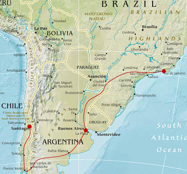 Map for Across the Southern Cone